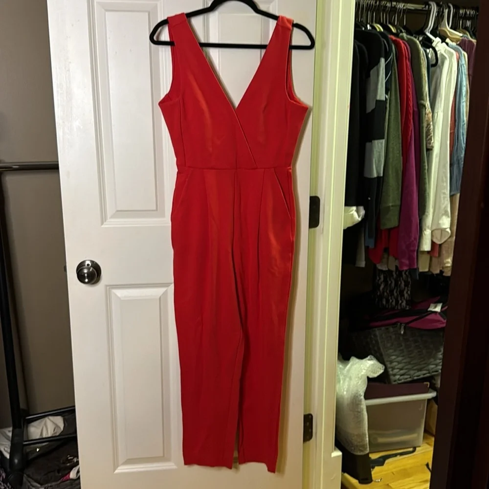 French Connection Red Marie Vnk Jumpsuit - Picture 3 of 5